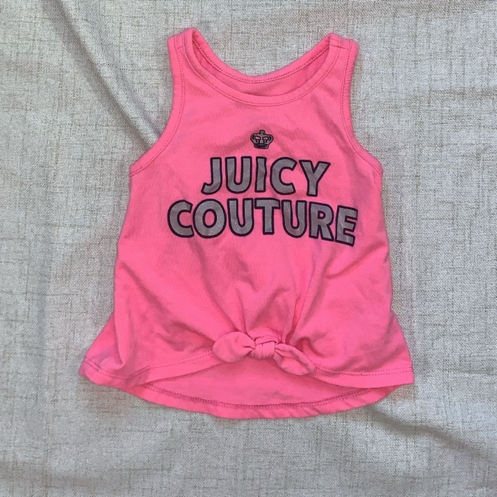 Juicy Couture 12 Month Little Girl Neon Pink Tank with Knot detailing